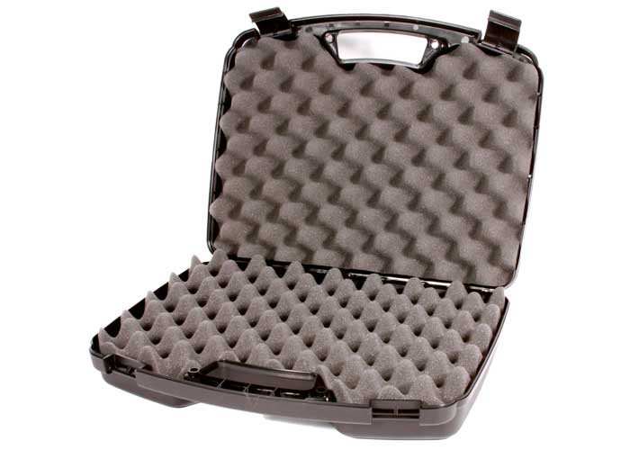 ESTUCHE PISTOLA CASE GARD 2 PIEZAS 4&quot; CON BANDEJA 9MM, 38/357, .44 MAG O 45 ACP NEGRO 804-40