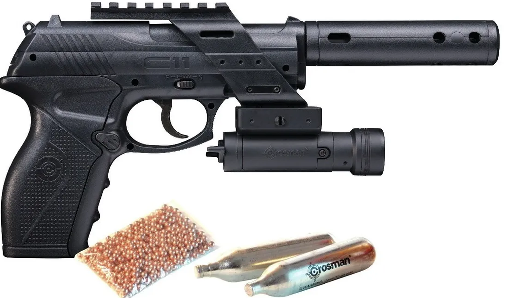 KIT CROSMAN CAL 4.5 PISTOLA C11 INC MUN Y 2 TAQ TACC11KT2