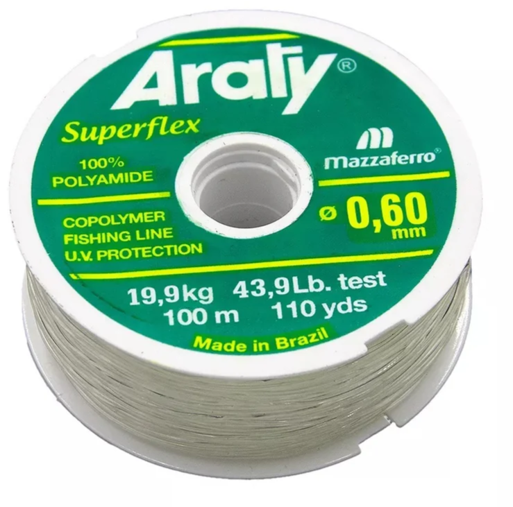 HILO MONOFILAMENTO ARATY P/PESCA NATURAL 100M 0.60MM 15HILONY053MA