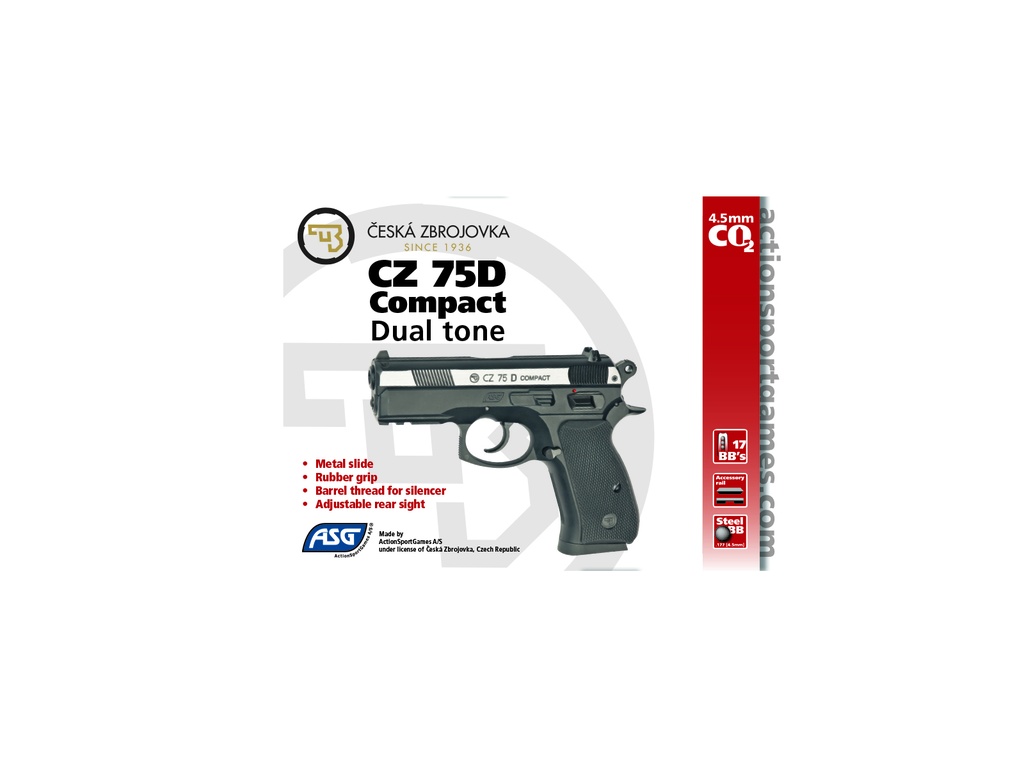 PISTOLA CZ 75D COMPACT CO2 BB CALIBRE 4.5 BICOLOR 16200