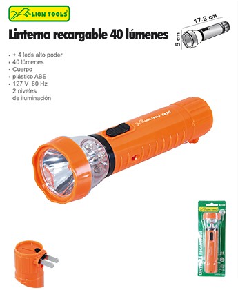 LINTERNA LION TOOLS REC 5W LED L/ALCAN +4LED 8820