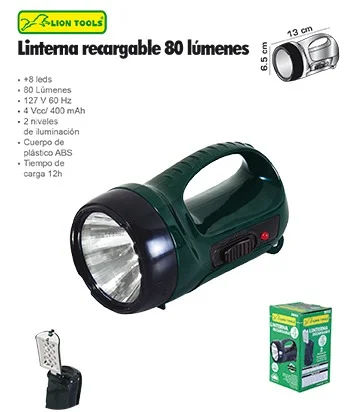 LINTERNA LION TOOLS RECARGABLE 1W LED LARGO ALCANCE 8863