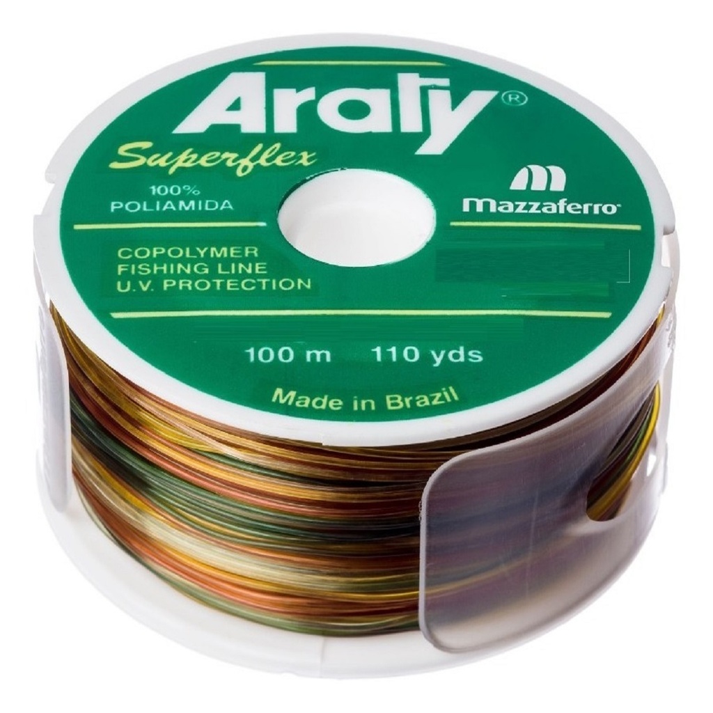 HILO MONOFILAMENTO ARATY P/PESCA MULTICOLOR 100M 0.20MM 15HILONY025MA