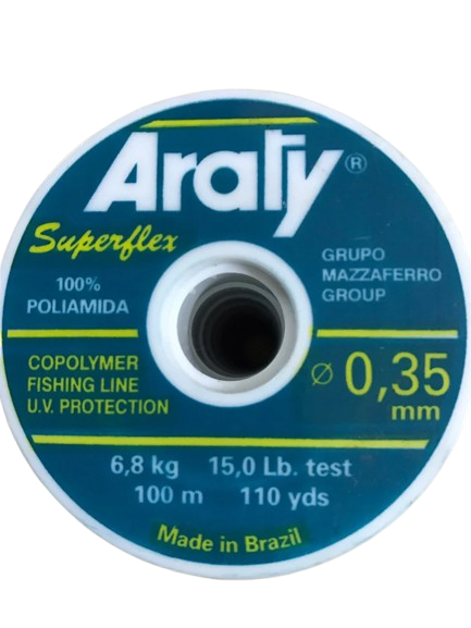 HILO MONOFILAMENTO ARATY P/PESCA MULTICOLOR 100M 0.35MM 15HILONY028MA