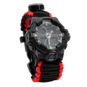 RELOJ BRUJULA MENDOZA PARACORD NEGRO/ROJO LCD 6 DIGITOS MC-008