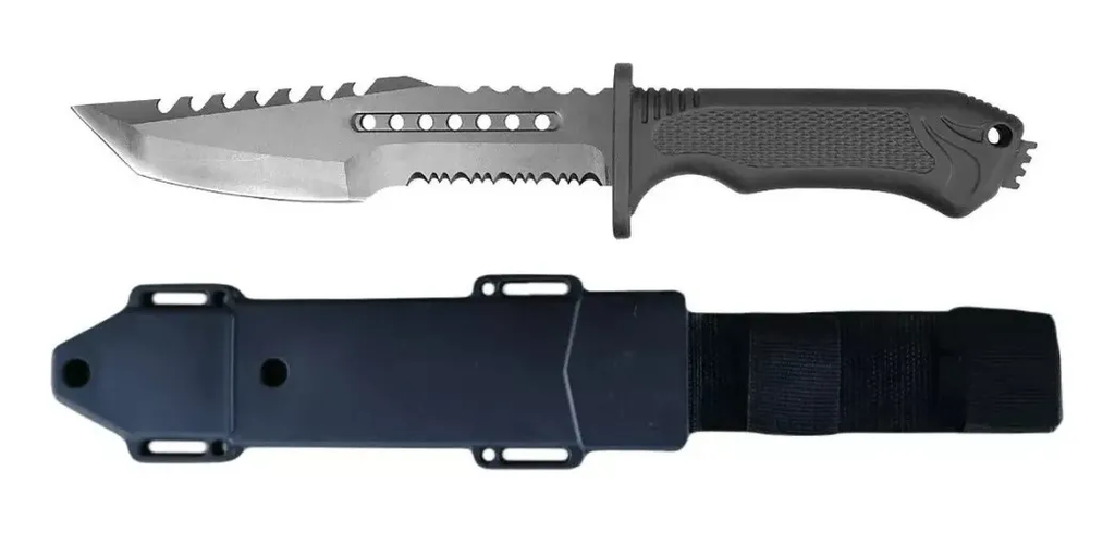 CUCHILLO LION TOOLS 7&quot; HOJA PAVONADA MANGO RUBBER C/FUNDA 9411