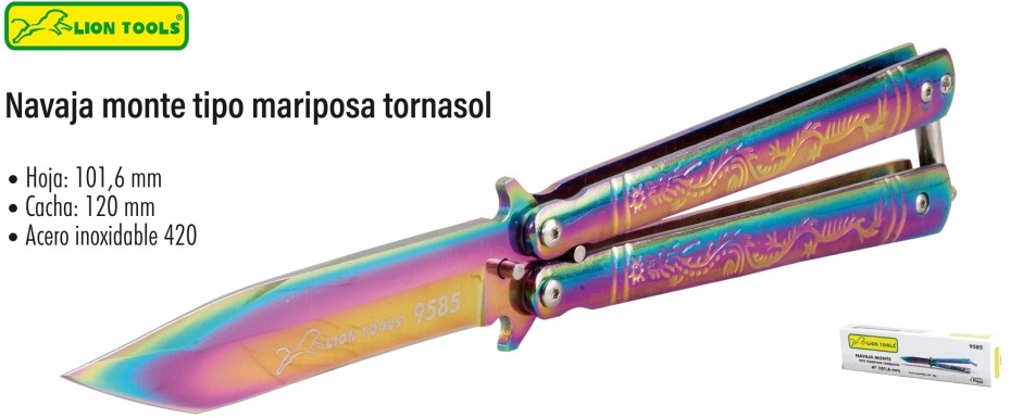 NAVAJA LION TOOLS 4&quot; TIPO MARIPOSA TORNASOL 9585