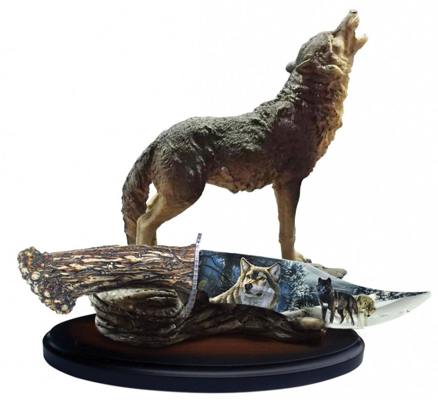 CUCHILLO DECORATIVO JAGUAR FANTASY RESIN ART BLADE WITH STAND WOLF RT-6007WF