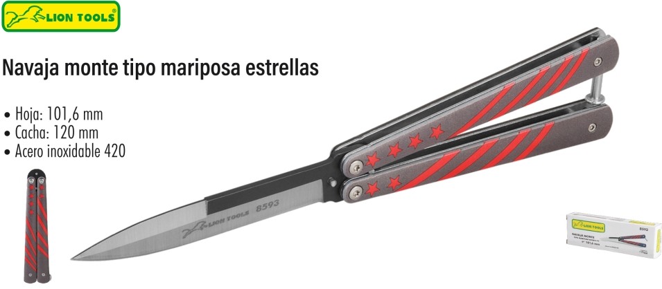 NAVAJA LION TOOLS 4&quot; MARIPOSA ESTRELLAS 8593