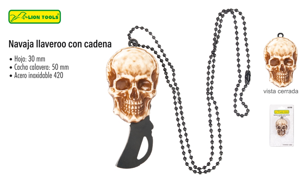 LLAVERO LION TOOLS NAVAJA 1 1/2&quot; CON CADENA 8598