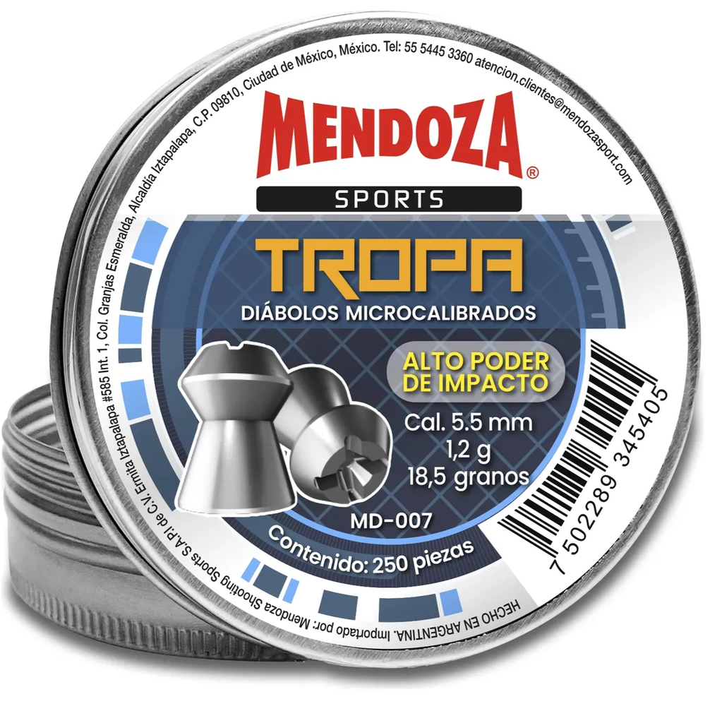 DIABOLO MENDOZA CAL 5.5 TROPA 250 PZAS MD-007