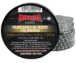 [MA400] MUNICION ACERO MENDOZA 4.5 C/400 DPMA45
