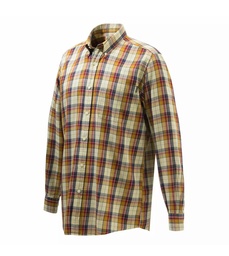 [CB330] CAMISA BERETTA WOOD BUTTON BEIGE &amp; RED LU210T213301AE