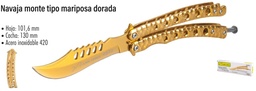 [N9573] NAVAJA LION TOOLS 4&quot; TIPO MARIPOSA DORADA 9573