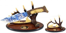 [CJW05] CUCHILLO DECORATIVO JAGUAR FANTASY RESIN ART BLADE WITH STAND WOLF RT-6005WF