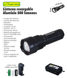 [LIR5W] LINTERNA LION TOOLS RECARGABLE ALUMINIO LED 5W 2804